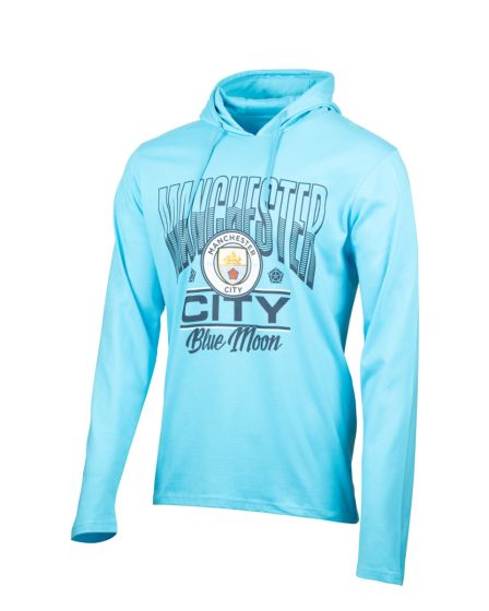 Sport Design Sweden Manchester City FC Men's Wordmark Long Sleeve Hooded Tee