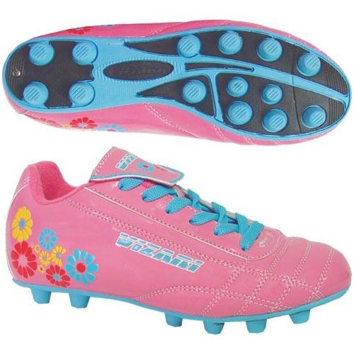 pink and blue soccer cleats