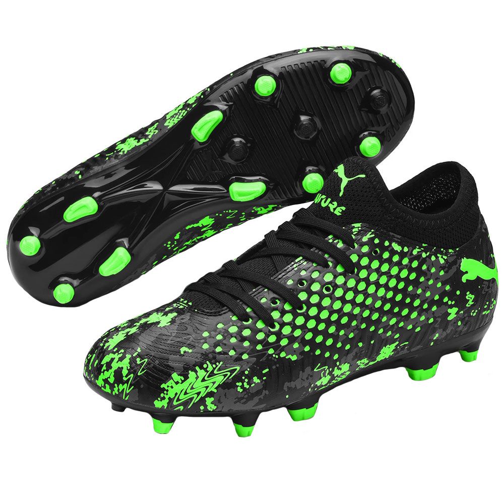 PUMA Future 19.4 Netfit FG/AG Junior - PUMA Black/Charcoal Grey/Green Gecko  | Soccer Village