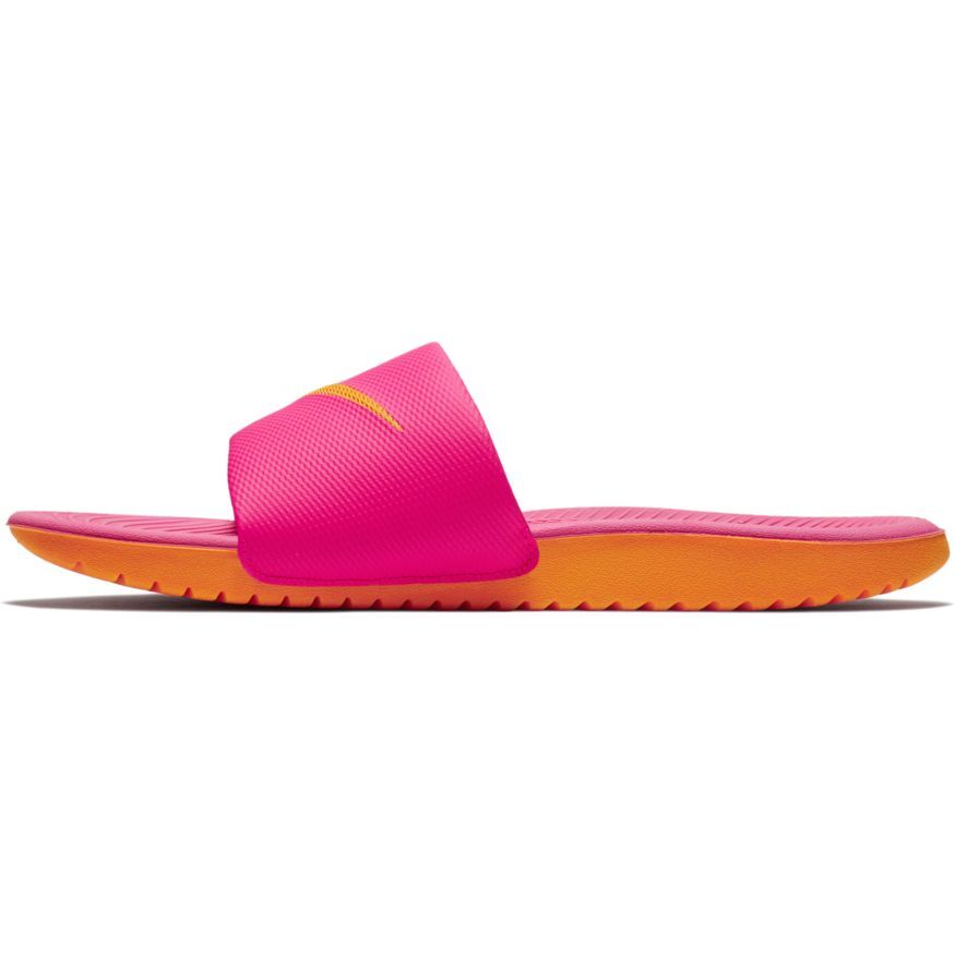 pink and orange nike slides