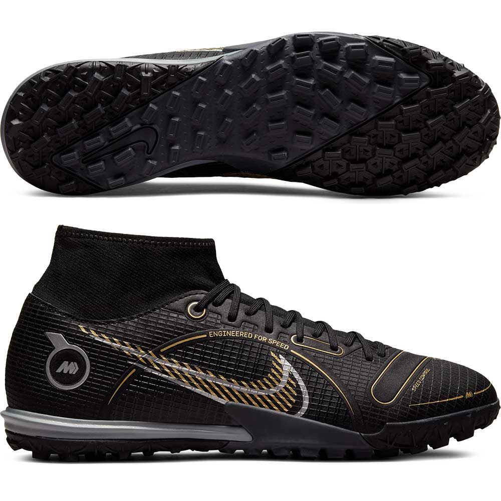 Nike Mercurial Superfly 8 Academy Turf Soccer Shoes-Black/Gold/Silver |  Soccer Village