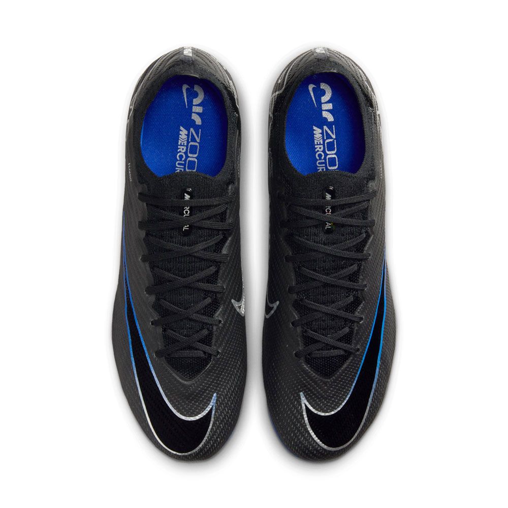 Nike Air Zoom Mercurial Vapor 15 Elite FG Firm Ground Soccer Cleats - Black, Chrome & Hyper Royal