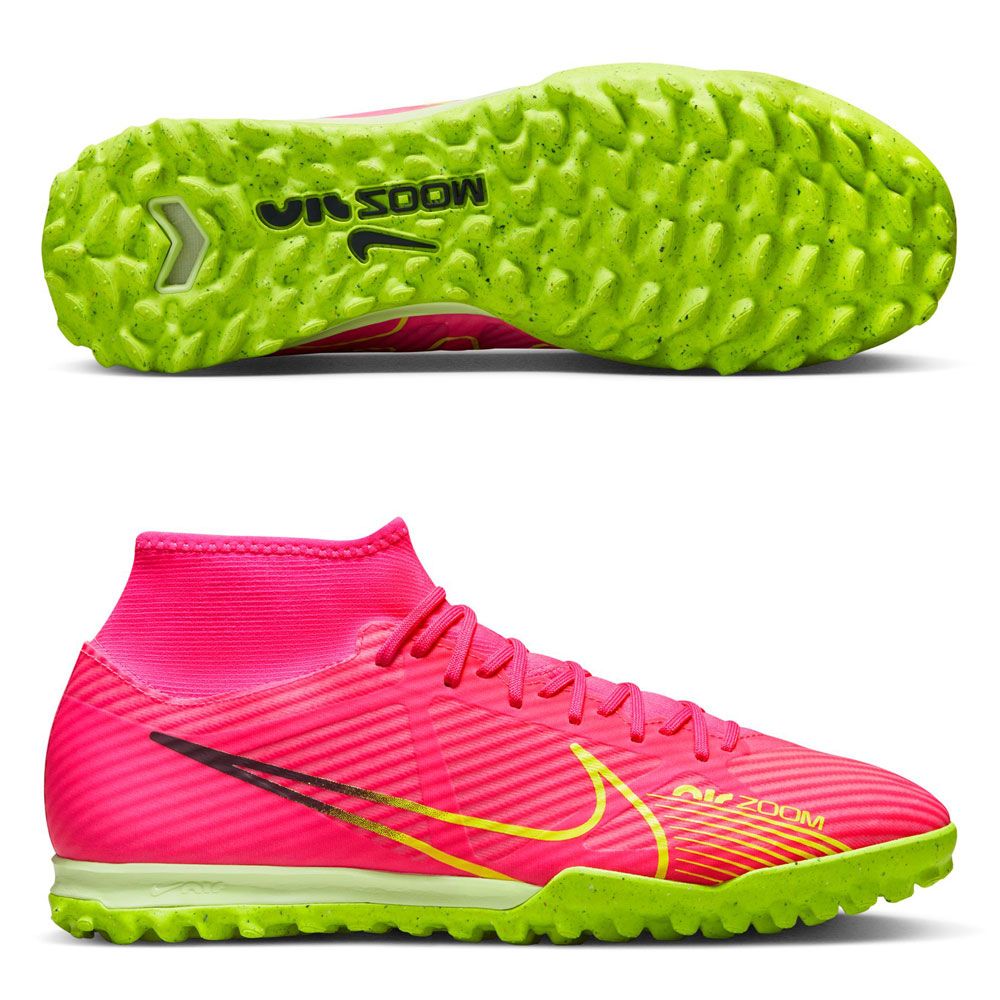 Nike Zoom Superfly 9 Academy Turf Soccer Shoes (Pink Blast/Volt
