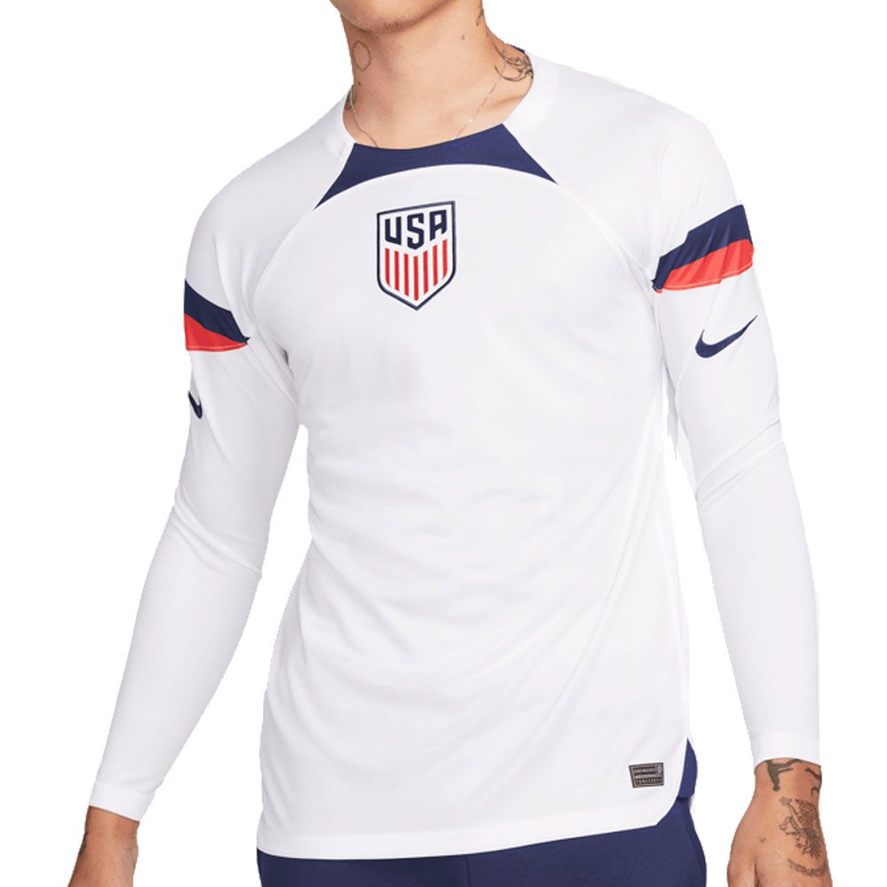Men's Replica Nike USMNT Home Long Sleeve Jersey 2022 DN0673-101 – Soccer  Zone USA
