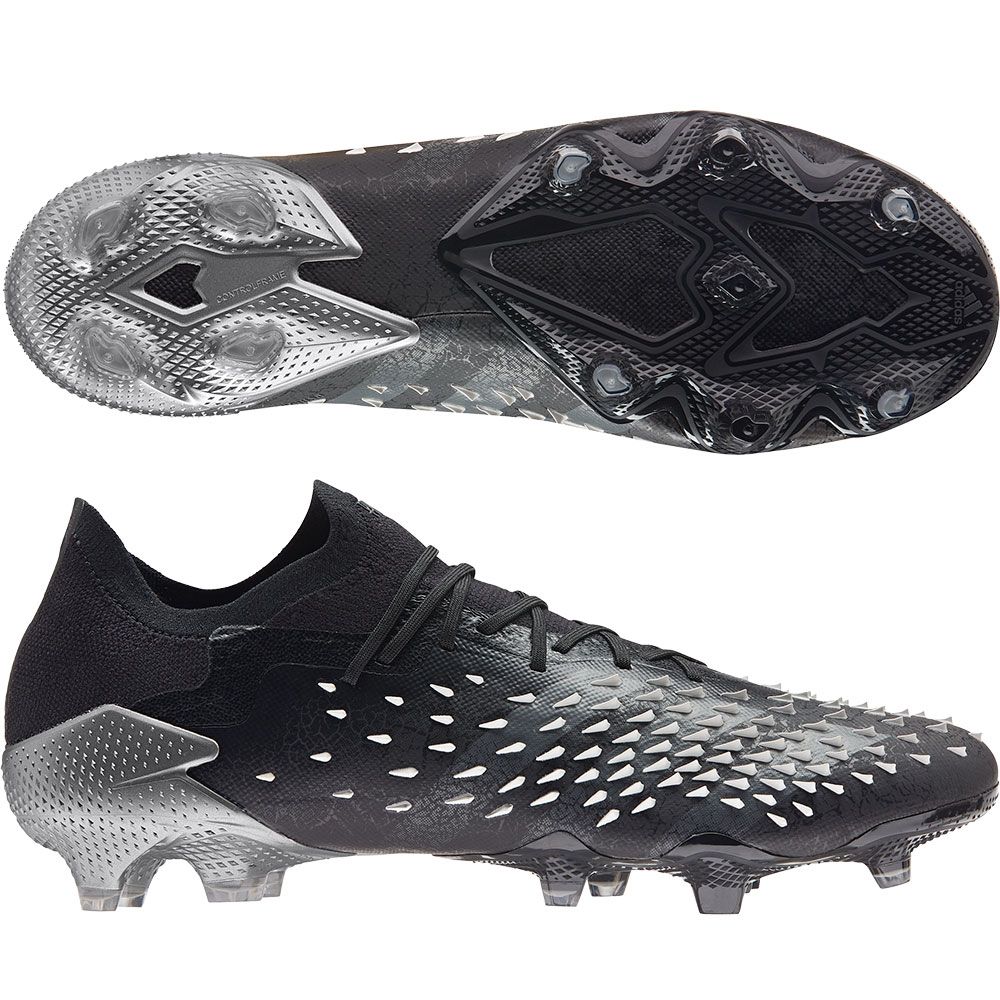 adidas Predator Freak.1 Low FG Cleats-Black/Grey/White | Soccer 