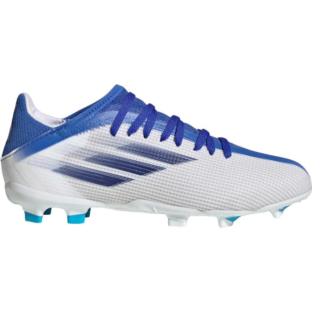 adidas X Speedflow.3 Junior Firm Ground Cleats-White/Indigo/Sky 