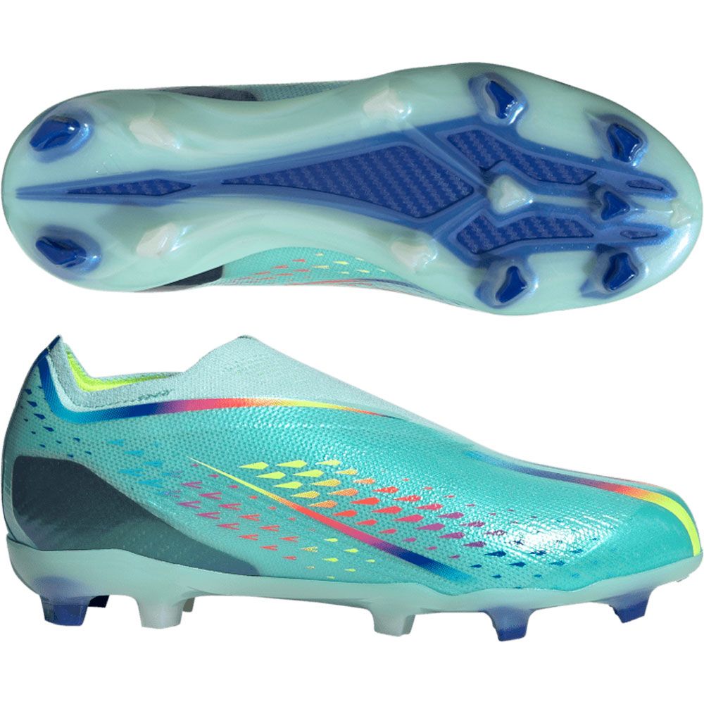 adidas X Speedportal+ Junior Firm Ground Cleats-Clear AquaSolar RedPower  Blue | Soccer Village