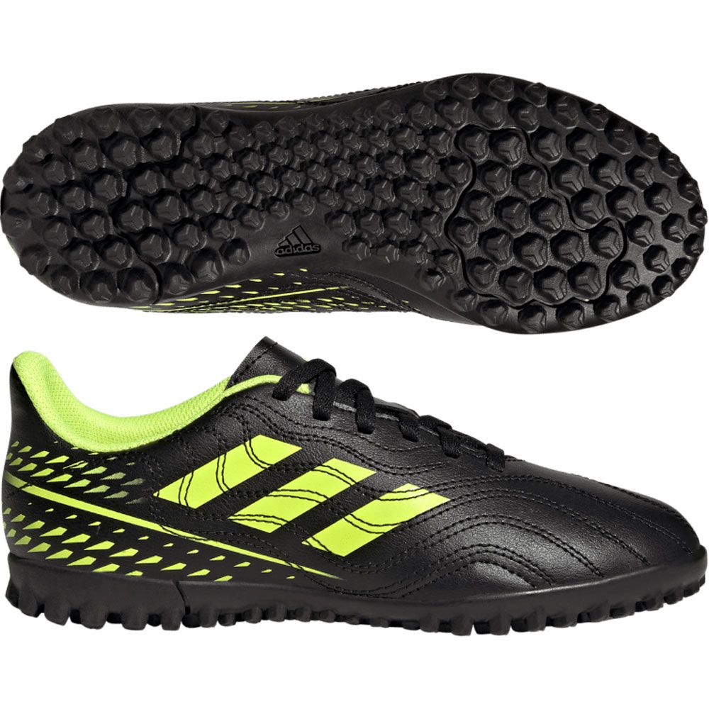 adidas Copa Sense.4 Turf Junior Shoes-Core Black/Bright Cyan/Team 