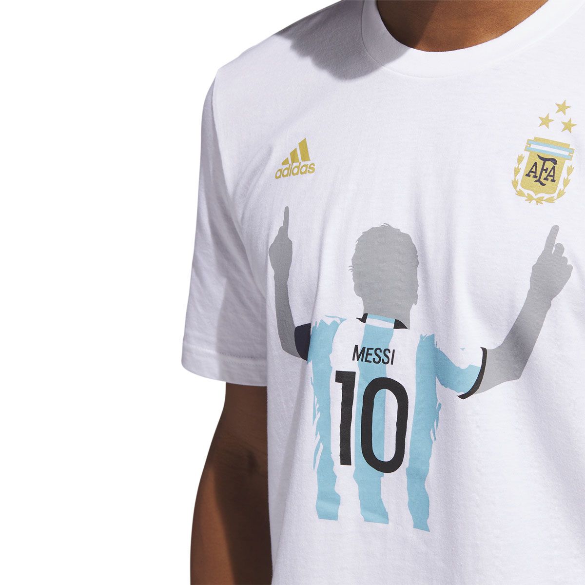 Men's adidas Lionel Messi White Argentina National Team 2022 Winners  Celebration T-Shirt in 2023