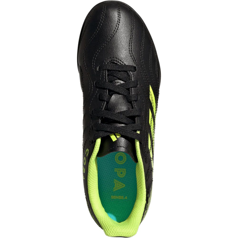 adidas Copa Sense.4 Turf Junior Shoes-Core Black/Bright Cyan