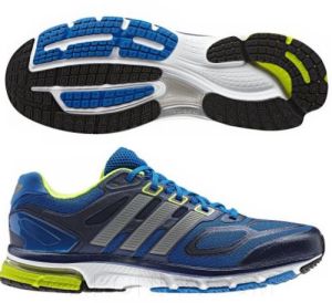 adidas Mens Supernova Sequence 6 Running Shoe - Blue/Metallic Silver/Electric Green