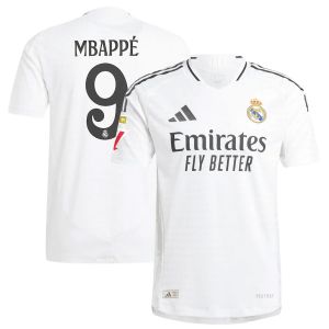 adidas Real Madrid 2024/25 Men's Authentic Home Jersey MBAPPE 9