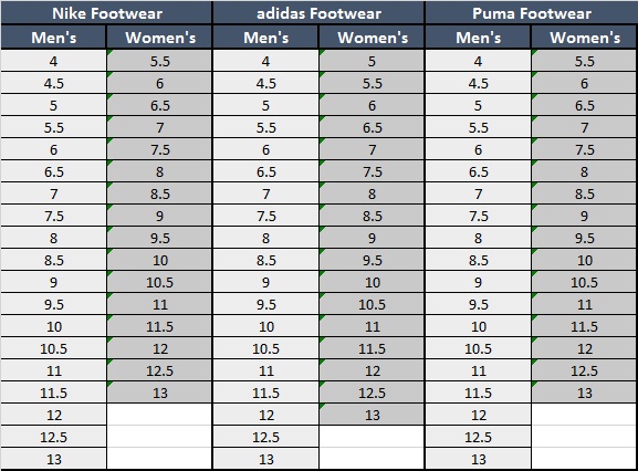 Sizing Chart | Soccer Village