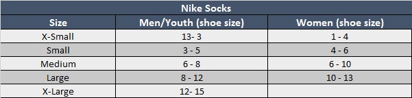 Image result for nike soccer sock sizing chart