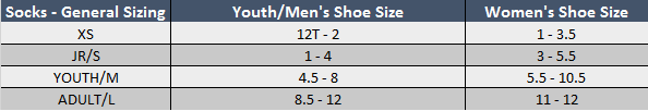 Sizing Chart | Soccer Village