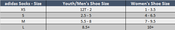 adidas men's size chart shoes